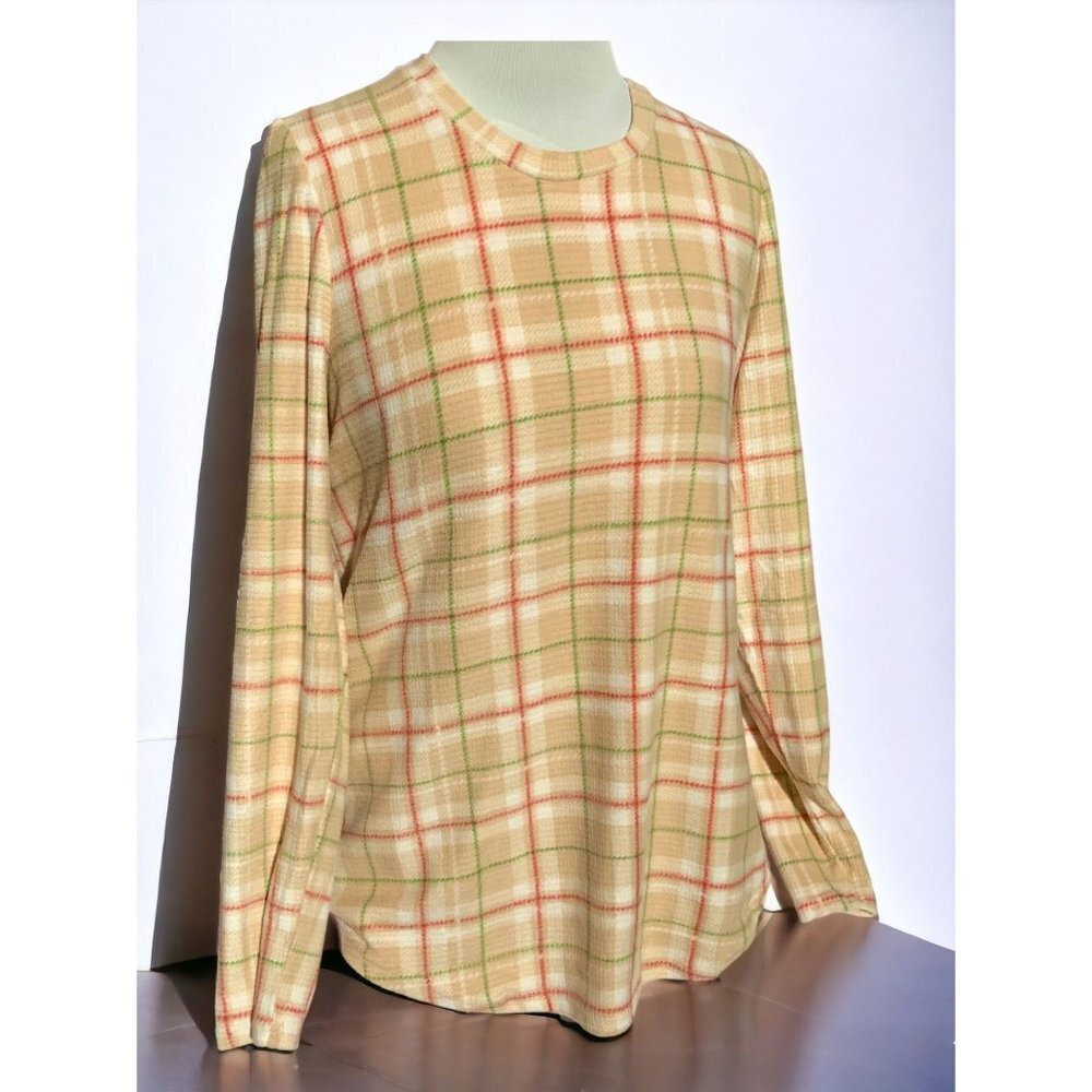 Kindred Bravely ladies 2 piece pajama set  fleece comfy brown plaid new Medium